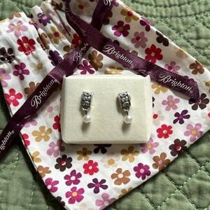 Brighton silver and pearl post earrings